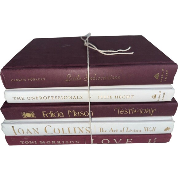 Vintage Hardcover Book Decor BURGUNDY+ WHITE Shelf Staging Props Home Decor - Picture 15 of 15